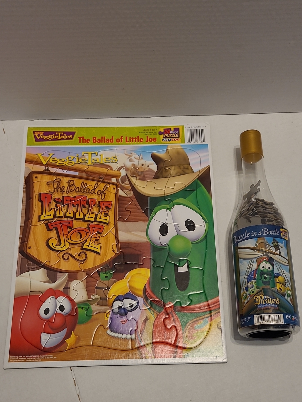 Vtg  VEGGIE TALES The Ballad of Little Joe Kids Puzzle & puzzle In A Bottle